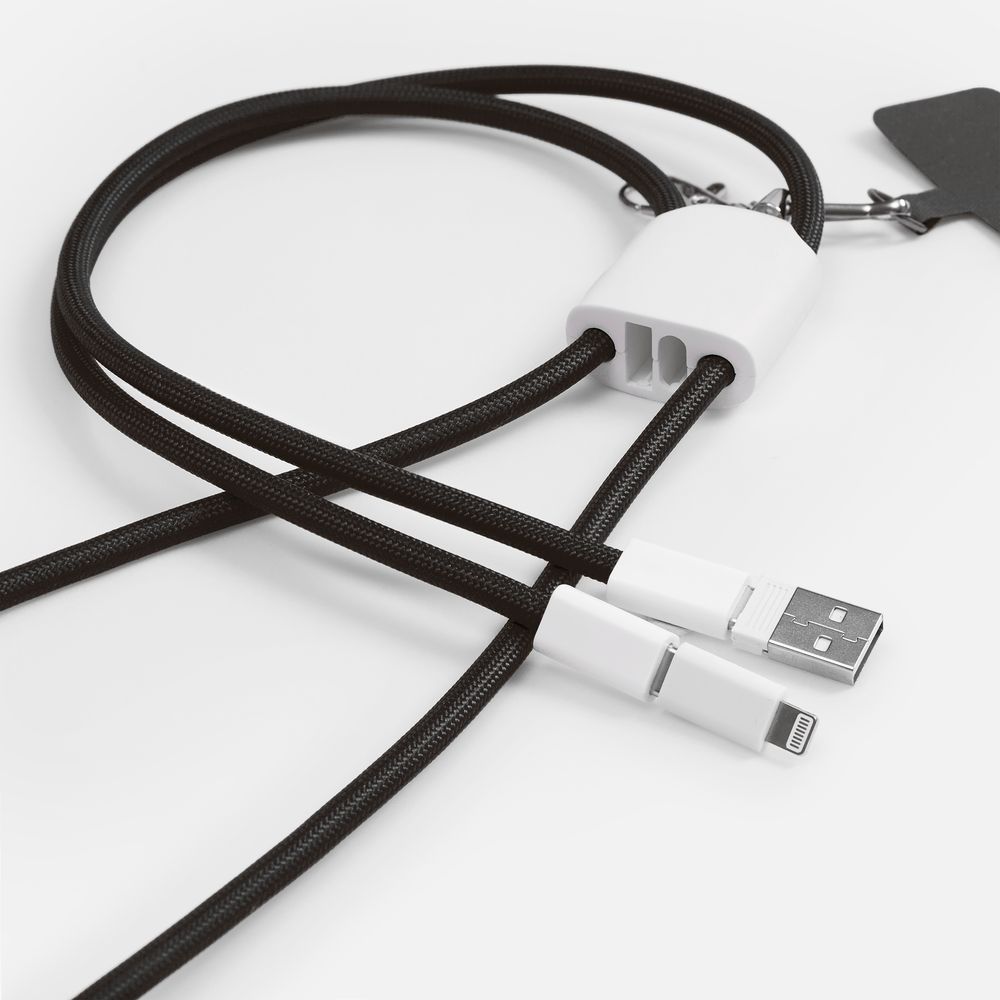 Кабель-ланьярд energyFlex Pro, черный с логотипом