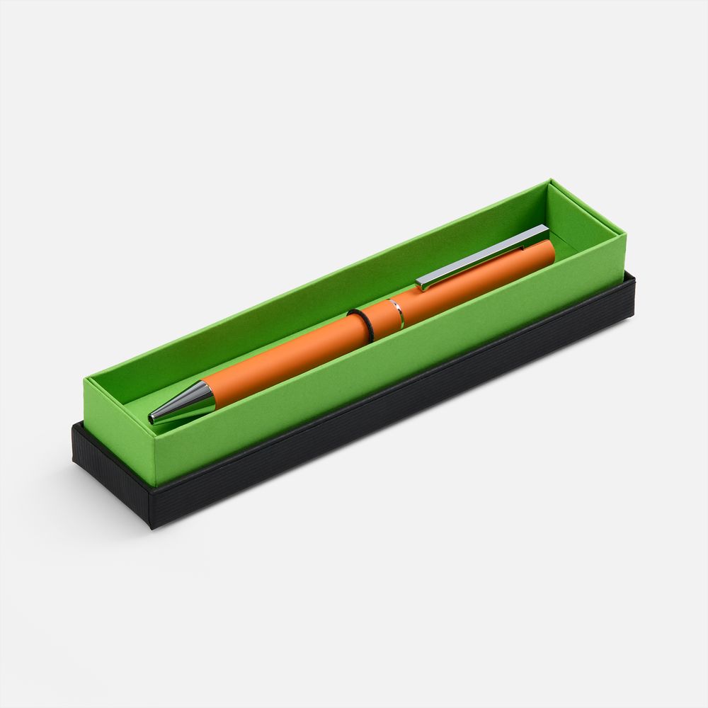 Ручка шариковая Blade Soft Touch в футляре, оранжевая с логотипом