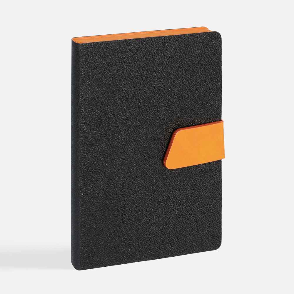 Ежедневник Boom, недатированный, черный с оранжевым с логотипом
