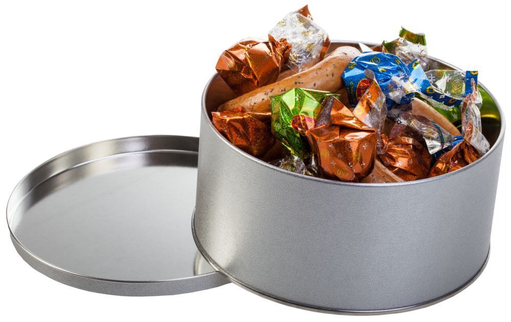 Подарочные коробки с печатью логотипа. Коробка Pragmax M, круглая по цене 233 ₽ руб. (артикул 5585) Коробка Pragmax M, круглая, серебристая