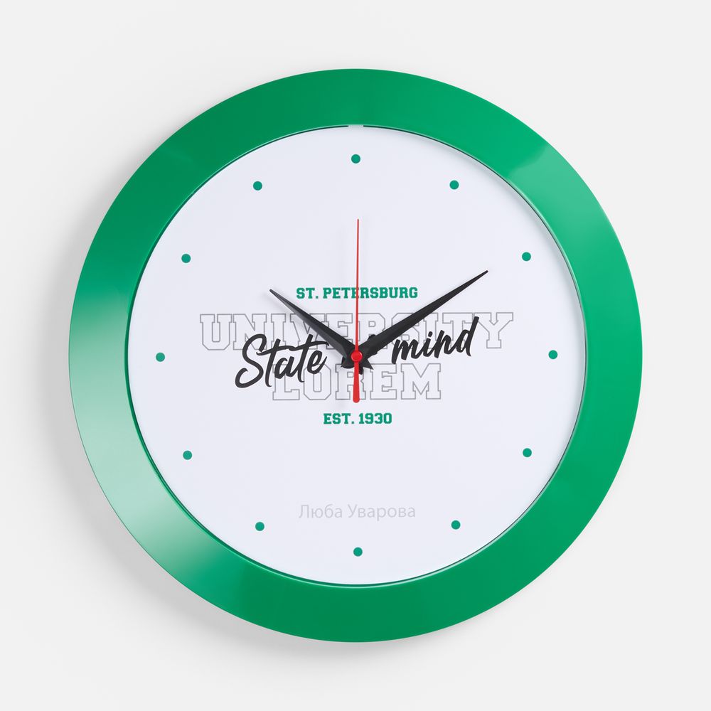 Часы настенные Vivid Large, зеленые с логотипом