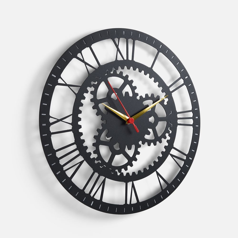 Часы «Ход времени», черные с логотипом