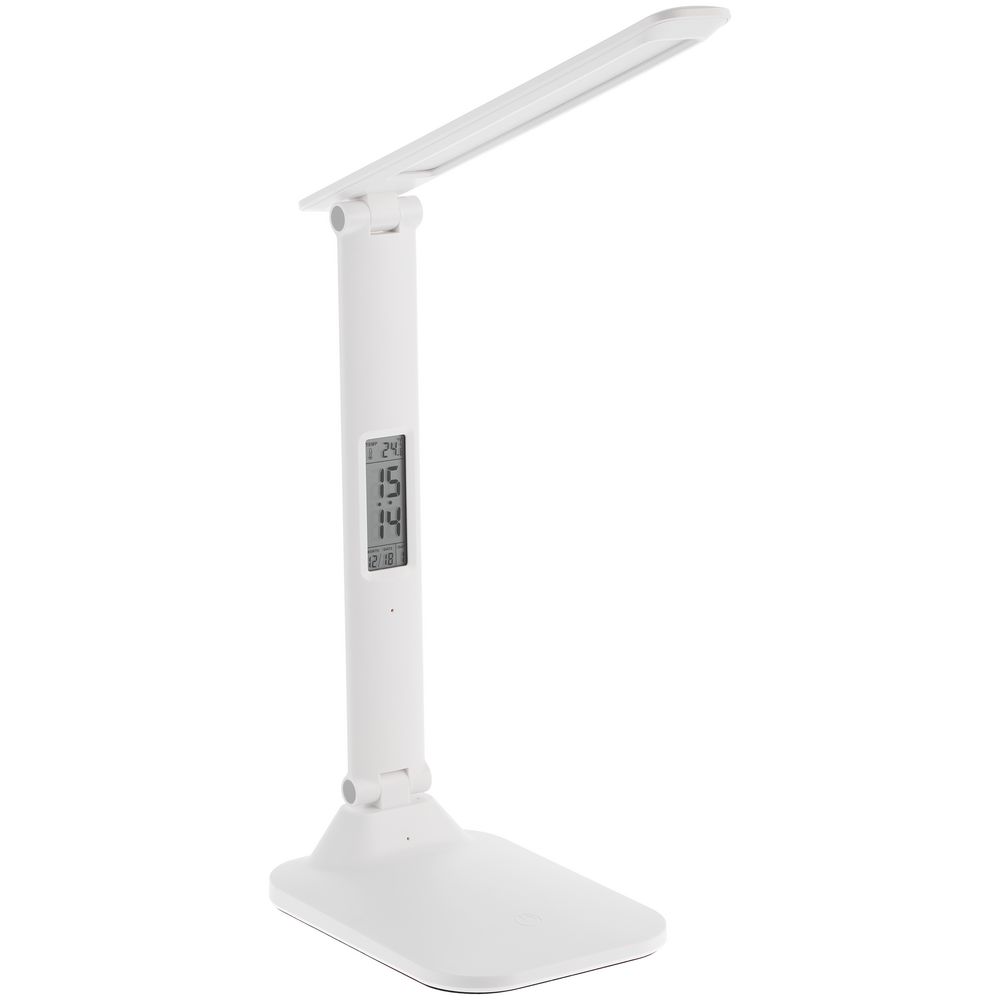 Настольная лампа с часами и календарем Office Torch ver.2, белая с логотипом