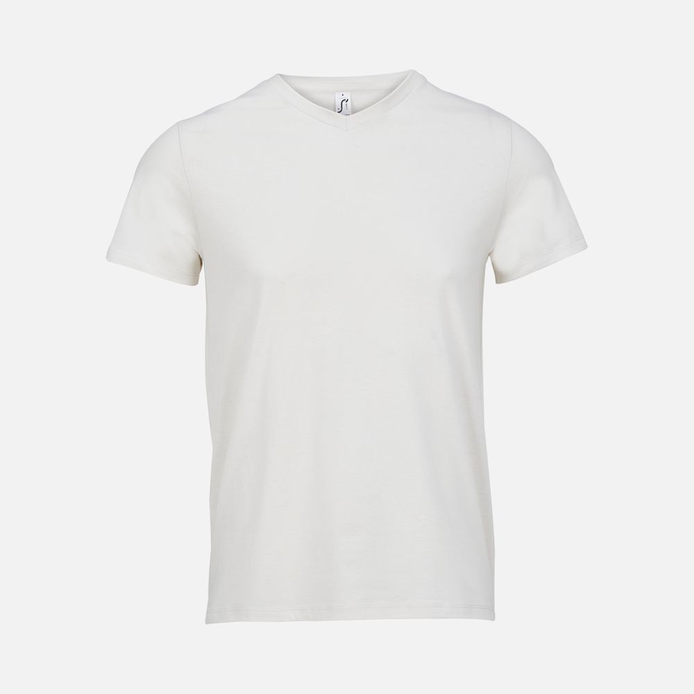 Футболка унисекс Regent с V-образным вырезом, молочно-белая с логотипом