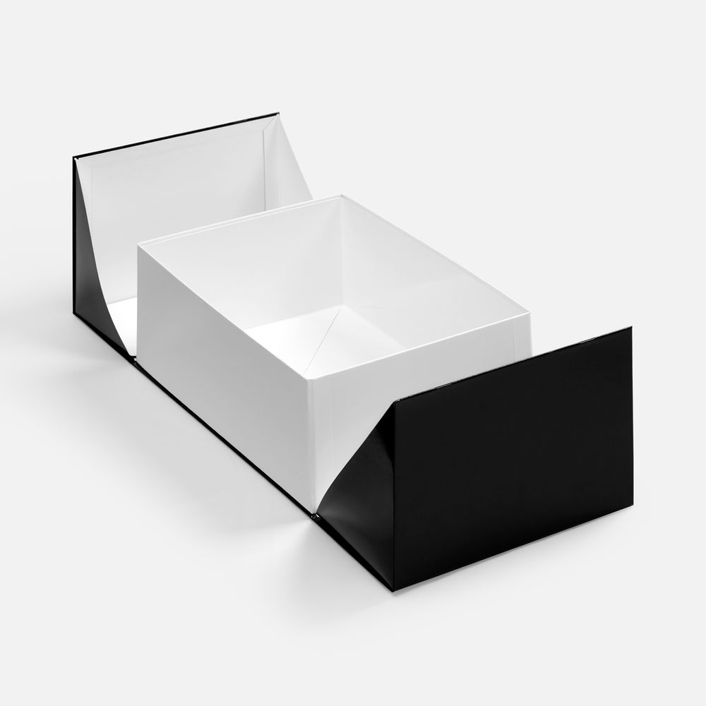 Коробка складная Foldream, M, черная с логотипом