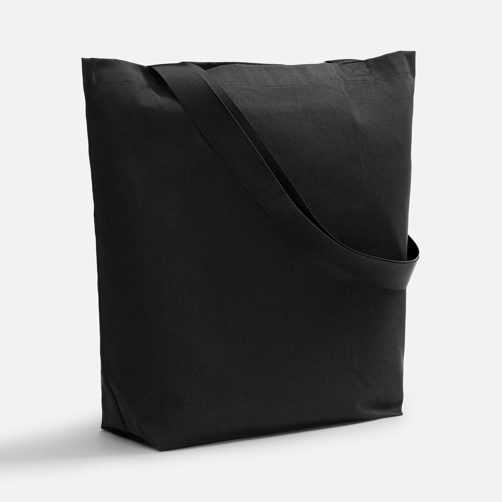 Шопер B5, черный с широкими черными ручками с логотипом