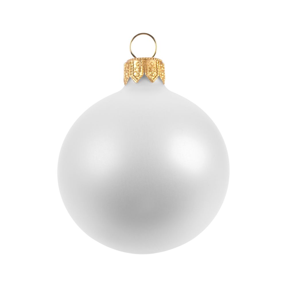 Елочный шар Gala Matt в коробке, 6 см, белый с логотипом