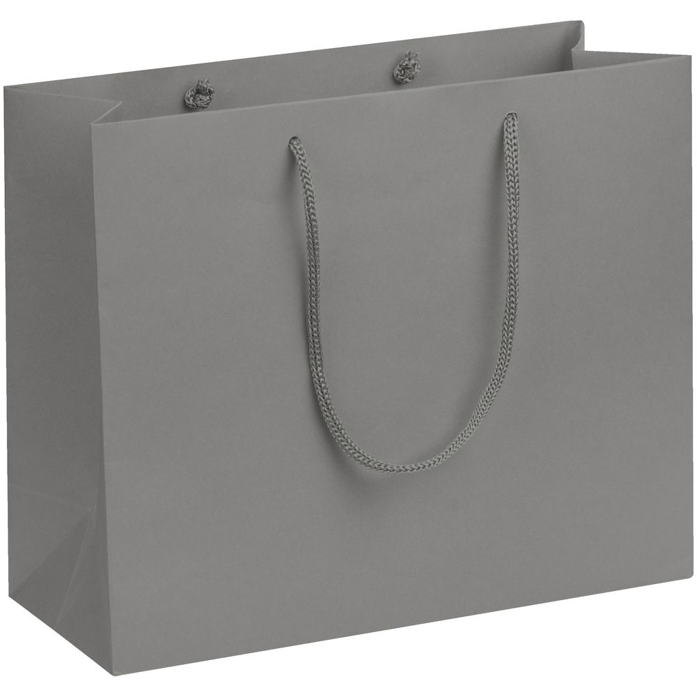 Пакет бумажный Porta S, горизонтальный, серый с логотипом