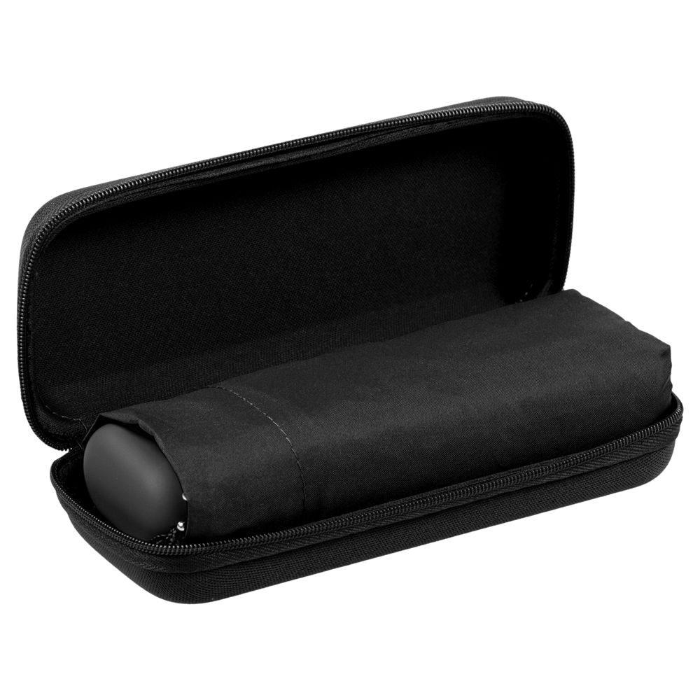 Зонт складной Five, черный с логотипом