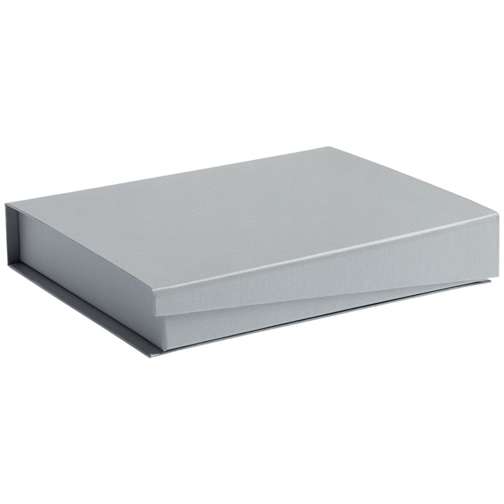 Коробка Duo под ежедневник и ручку, серая с логотипом