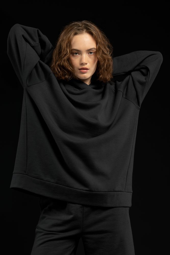 Худи унисекс H1, черное с логотипом