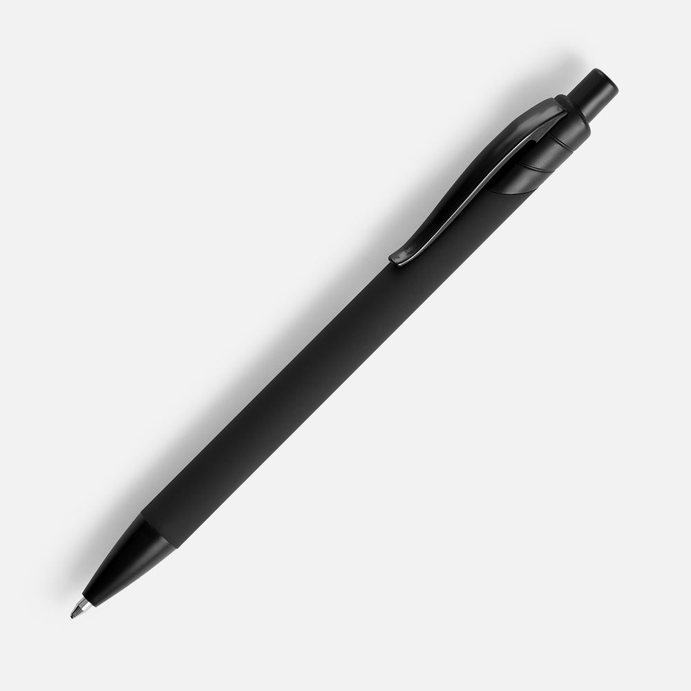 Ручка шариковая Undertone Black Soft Touch, черная с логотипом
