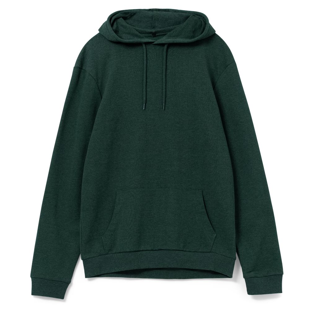 Толстовка с капюшоном унисекс Hoodie, темно-зеленый меланж с логотипом