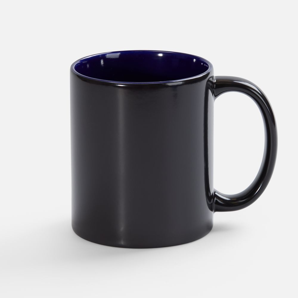 Кружка-хамелеон On Display, глянцевая, черная с синим с логотипом