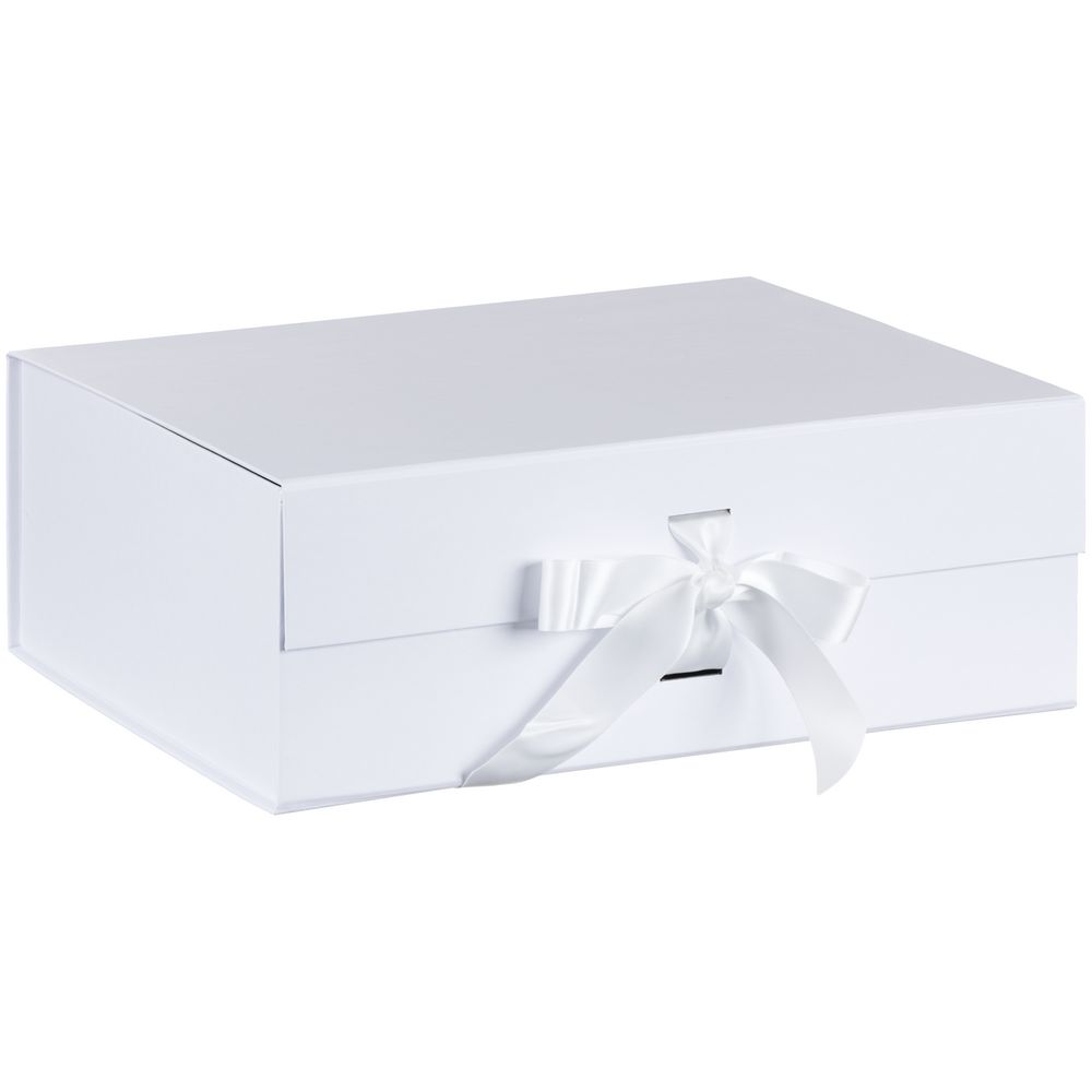 Коробка складная Rusetti, L, белая с логотипом