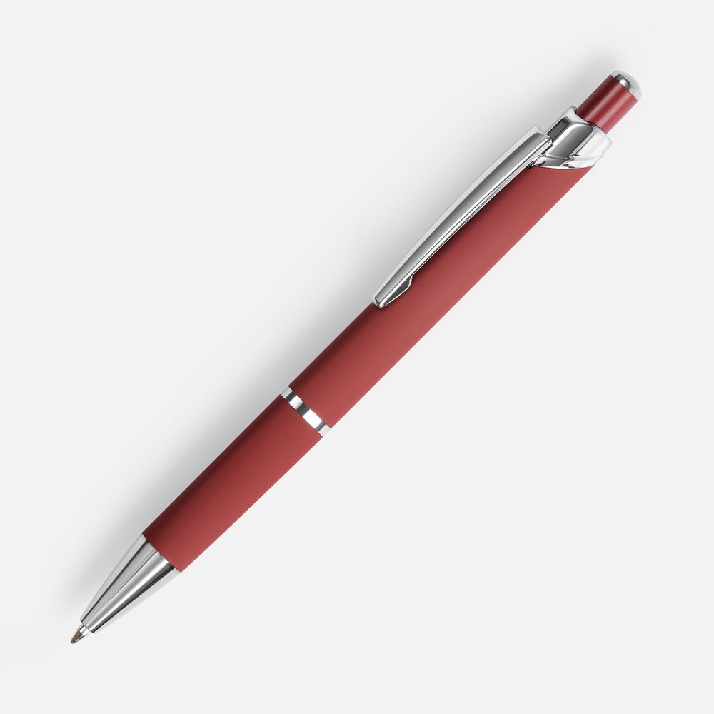 Ручка шариковая Chromos Soft Touch, красная с логотипом