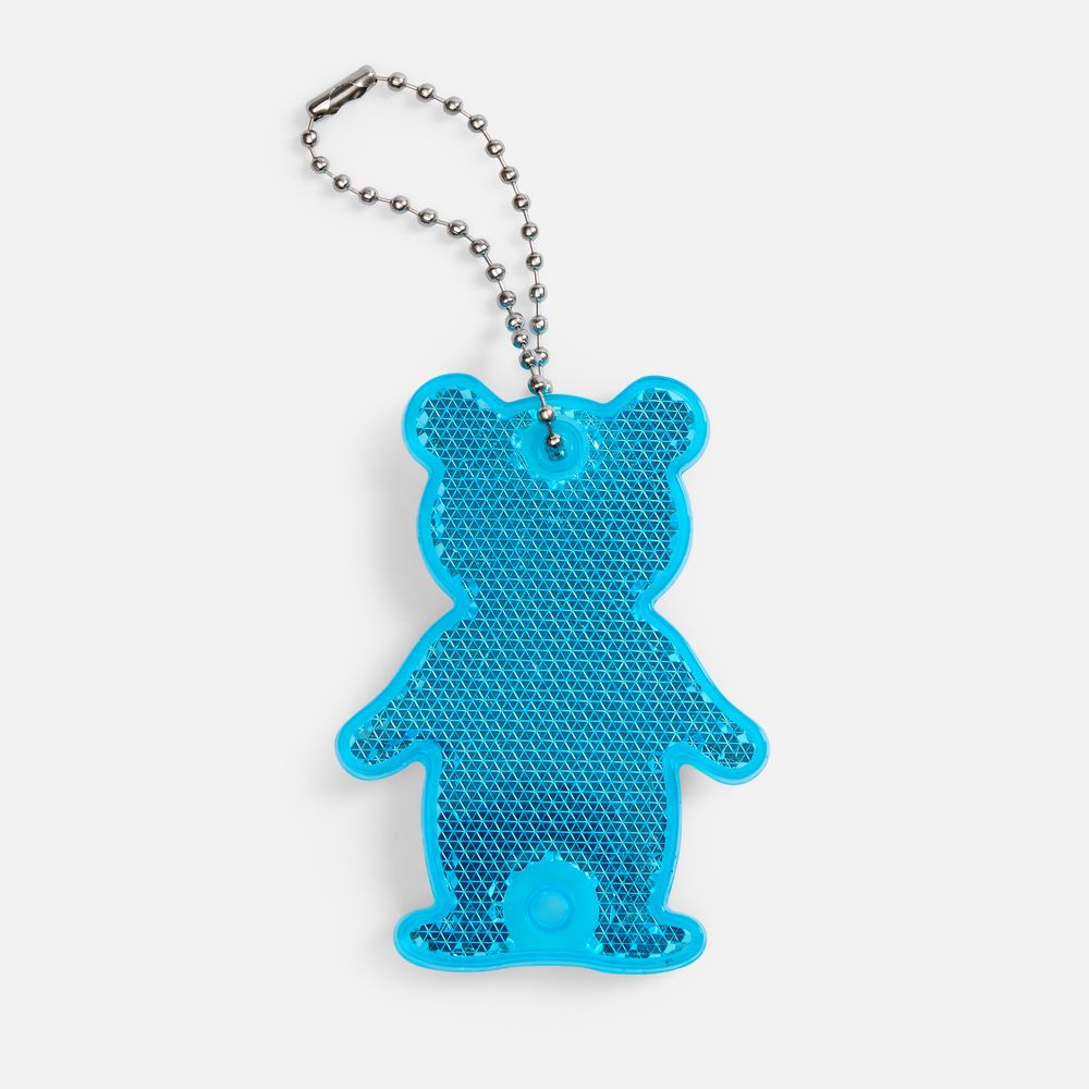 Пешеходный светоотражатель с цепочкой «Мишка», синий с логотипом