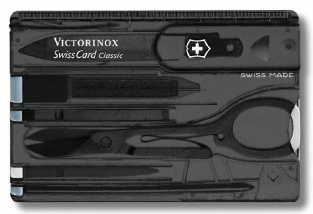 Набор инструментов SwissCard, полупрозрачный черный с логотипом