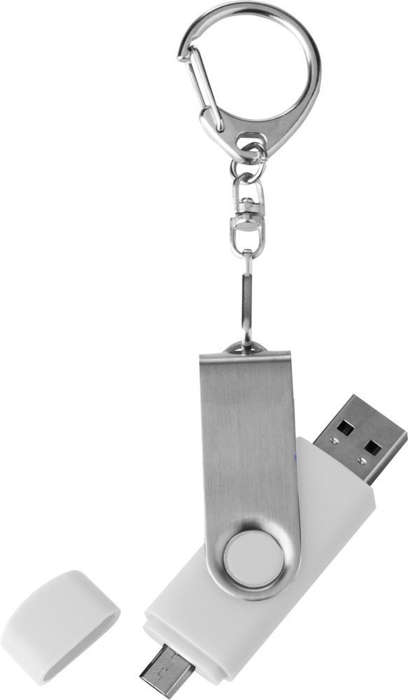 Флешка Double Twist 16 Гб белая с логотипом