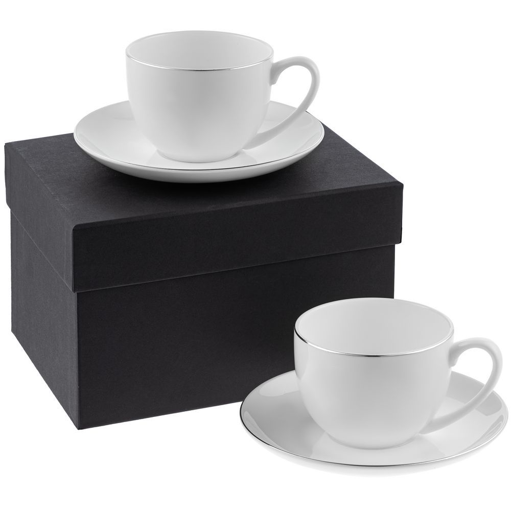 Набор на 2 персоны Select, белый с серебристой отводкой с логотипом