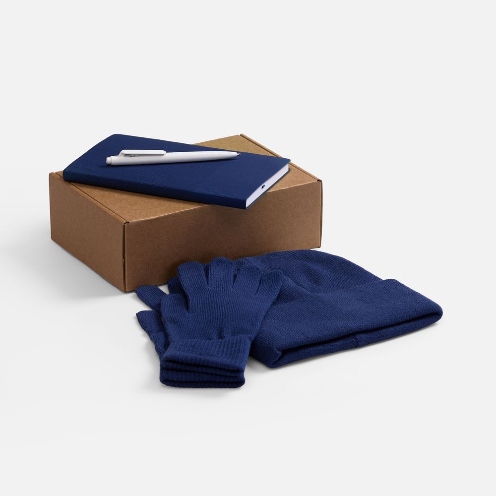 Набор Knit Warm, синий с логотипом