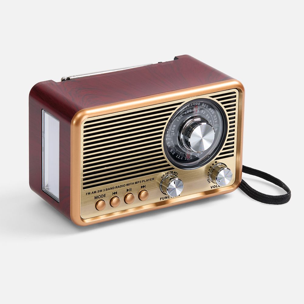 Bluetooth-колонка с радио Listenberg, коричневая с логотипом