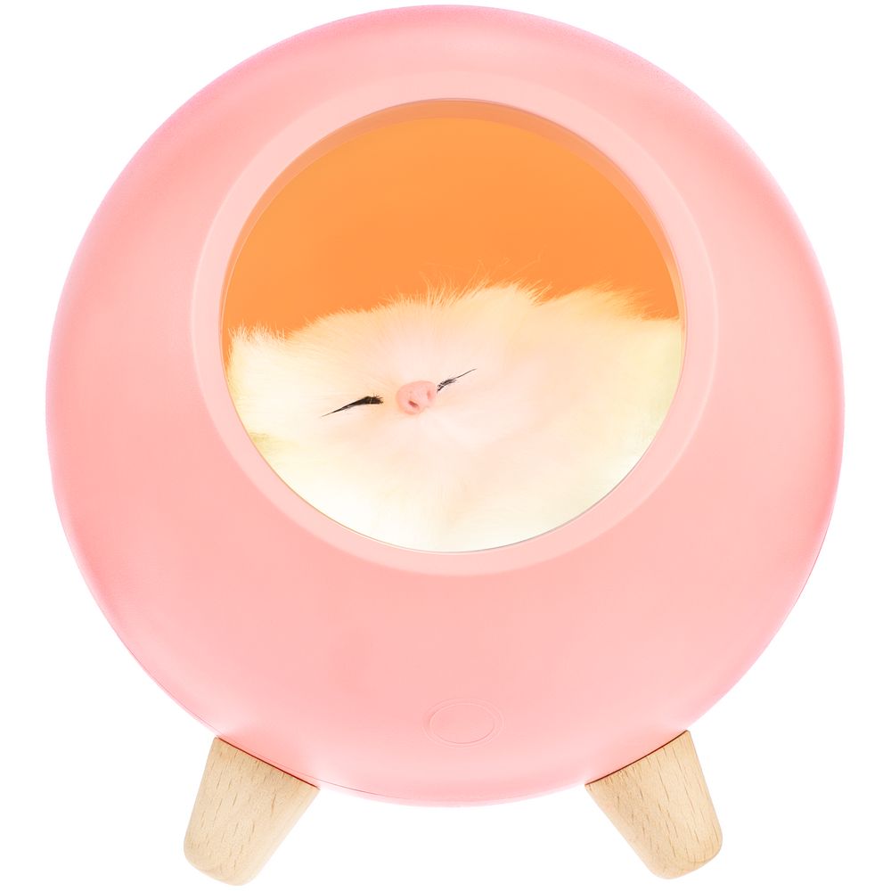 Беспроводная лампа-колонка Right Meow, розовая с логотипом