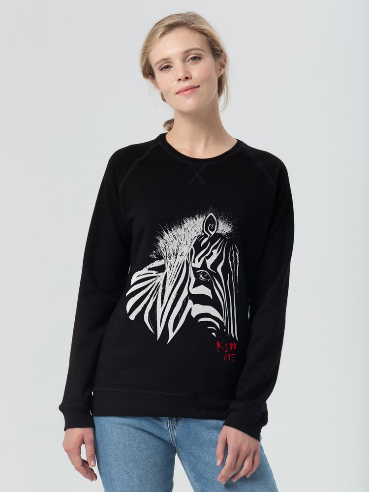 Толстовка женская «Арт-рокстар. Kiss Me», черная с логотипом