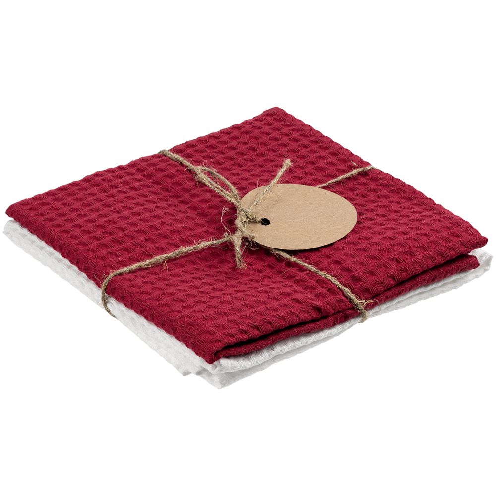 Набор кухонных полотенец Good Wipe, белый с красным с логотипом