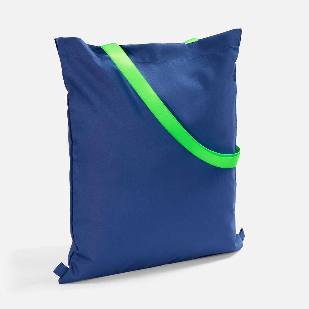 Шопер B3, синий с зелеными ручками с логотипом