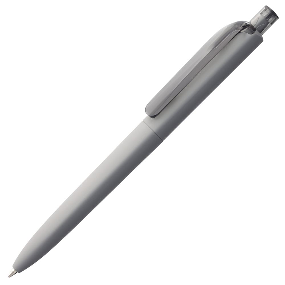 Ручка шариковая Prodir DS8 PRR-T Soft Touch, серая с логотипом