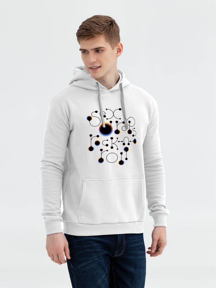 Толстовка с капюшоном No drugs, белая с логотипом