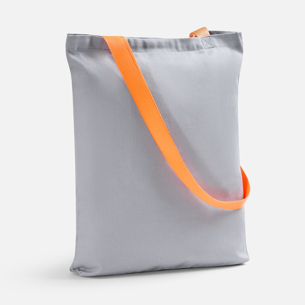 Шопер B4, серый с оранжевыми ручками с логотипом