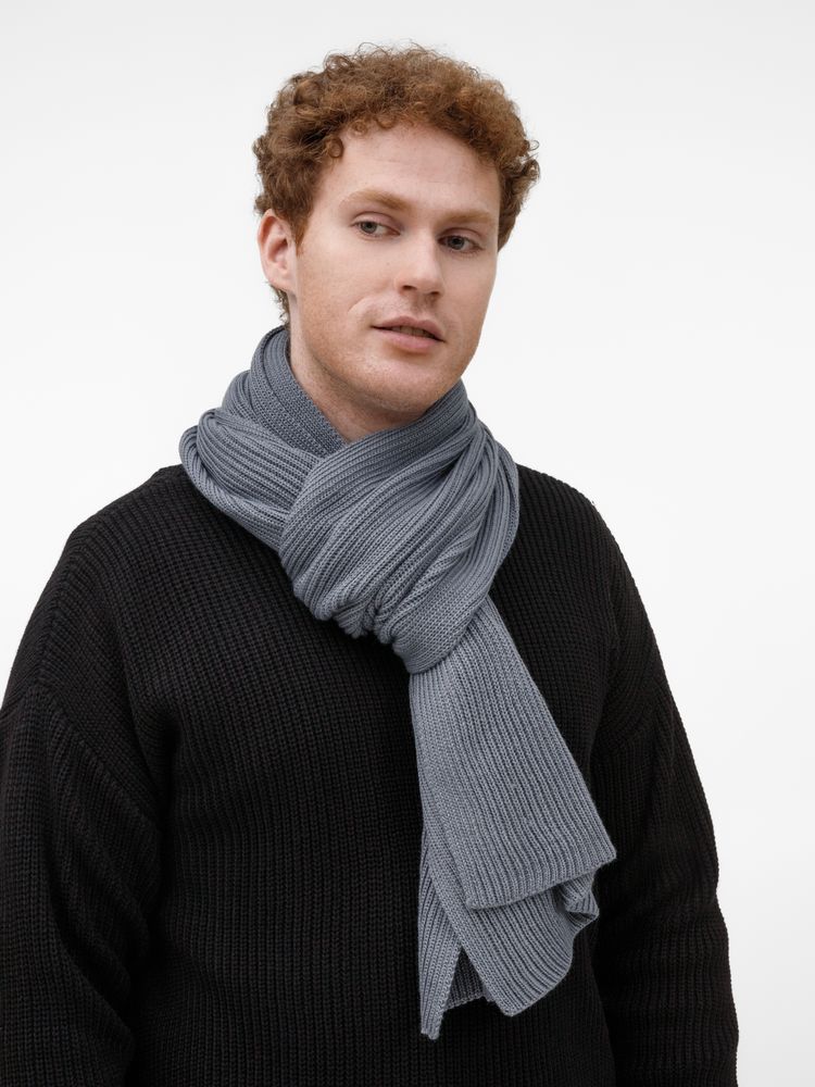 Шарфы с печатью логотипа. Шарф Nobilis Mono по цене 2 221 ₽ руб. (артикул 19908.27) Шарф Nobilis Mono, серый (стальной)