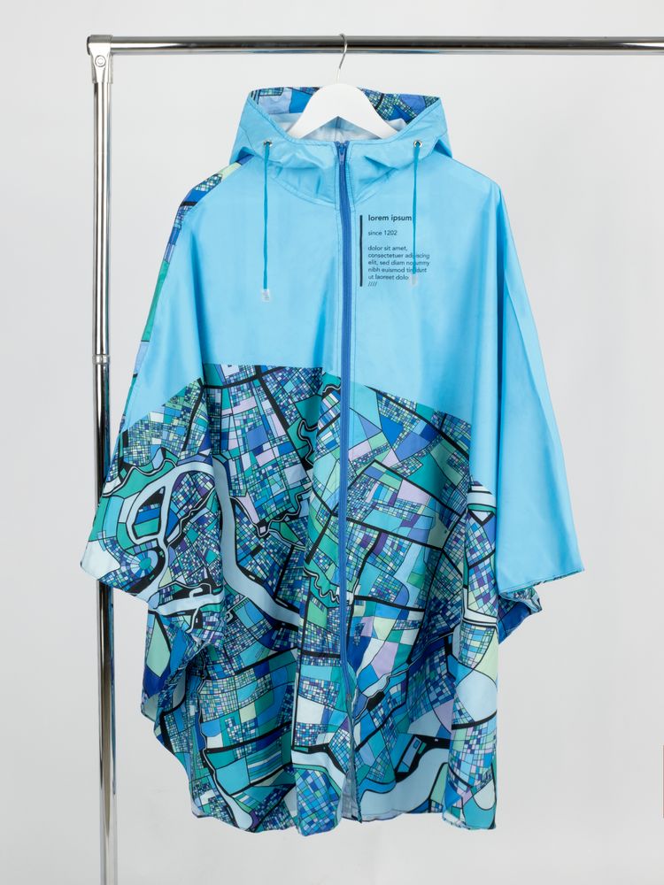 Дождевик-пончо AquaStop взрослый на заказ, разноцветный, единый размер с логотипом