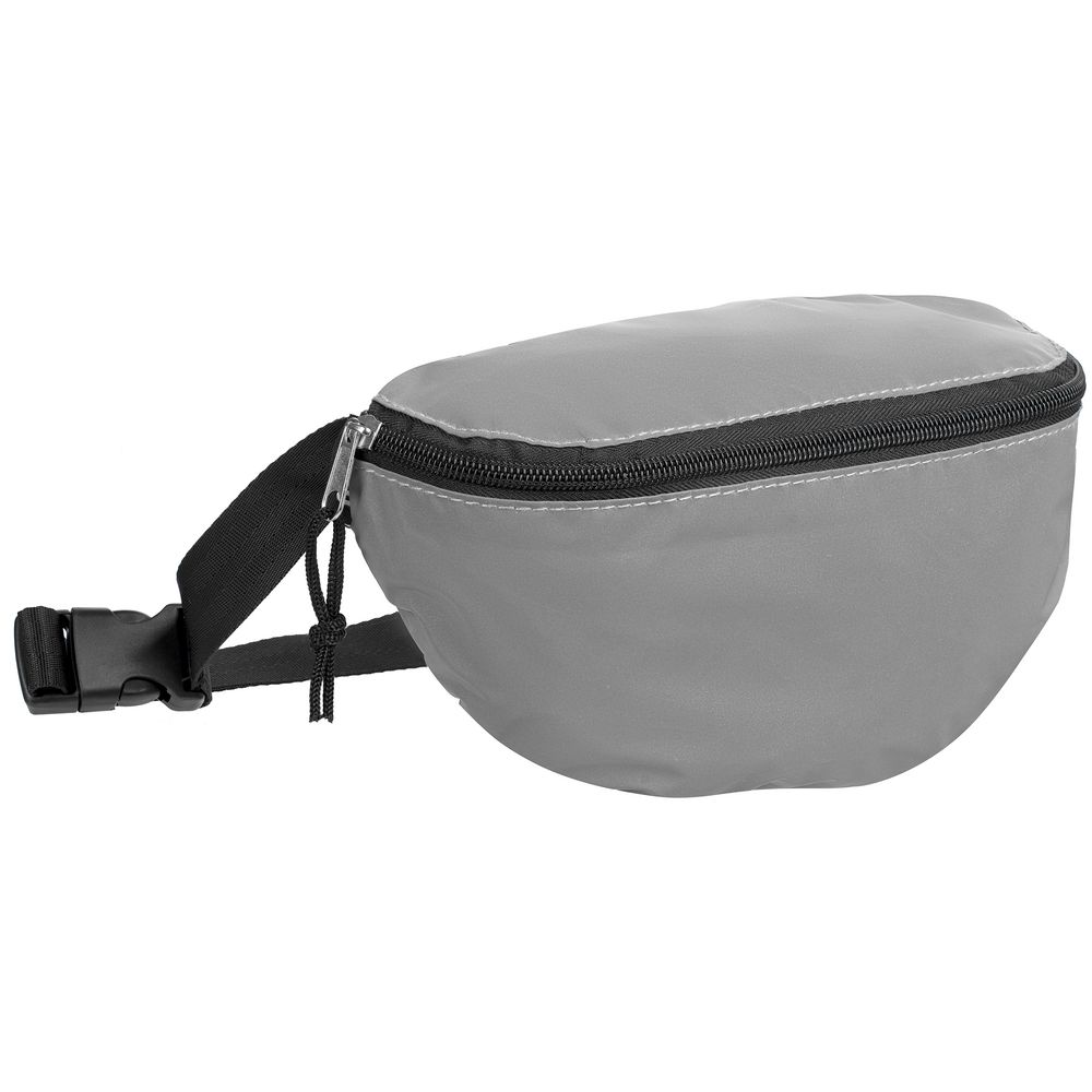 Поясная сумка Manifest из светоотражающей ткани, серая с логотипом