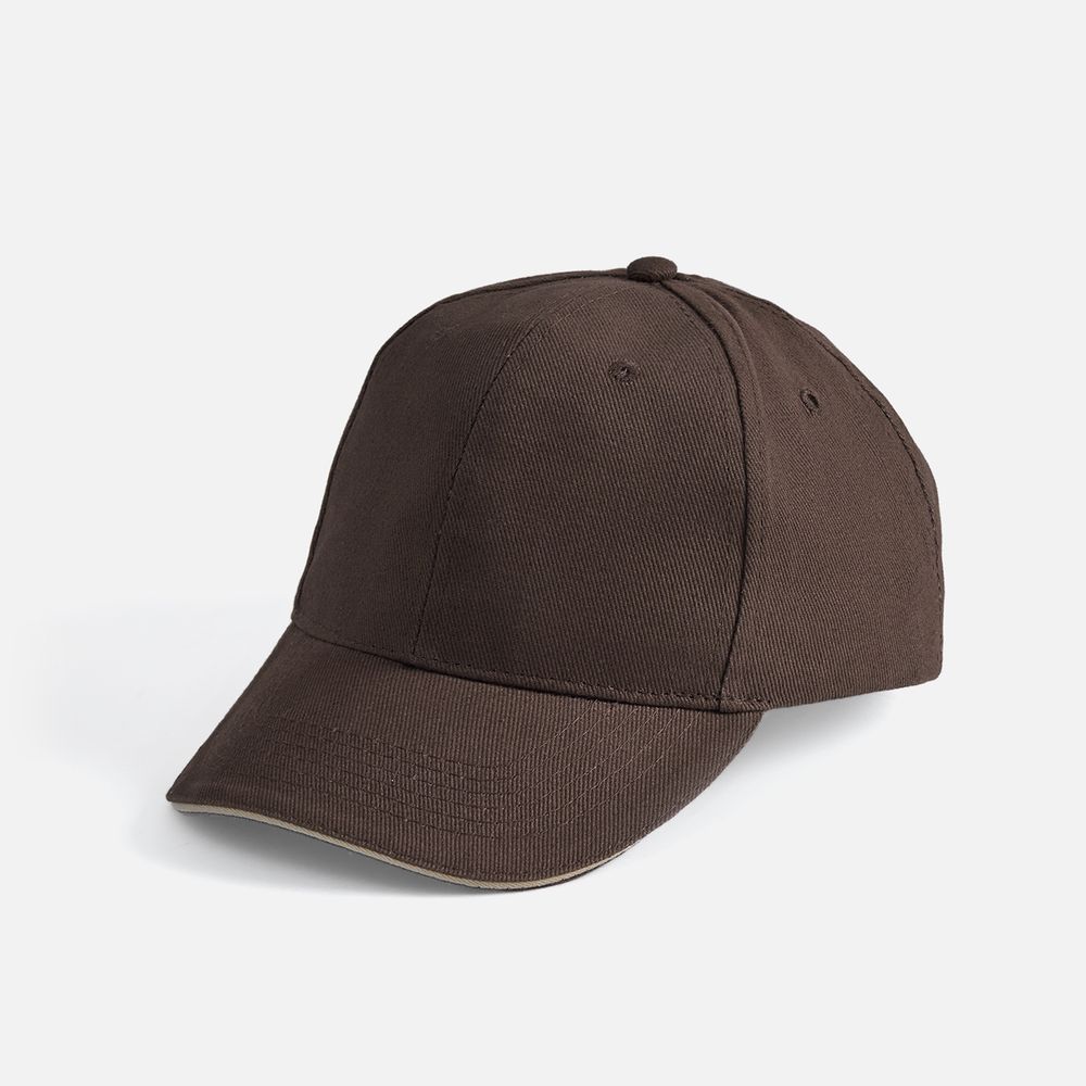 Бейсболка Buffalo, коричневая с бежевым с логотипом