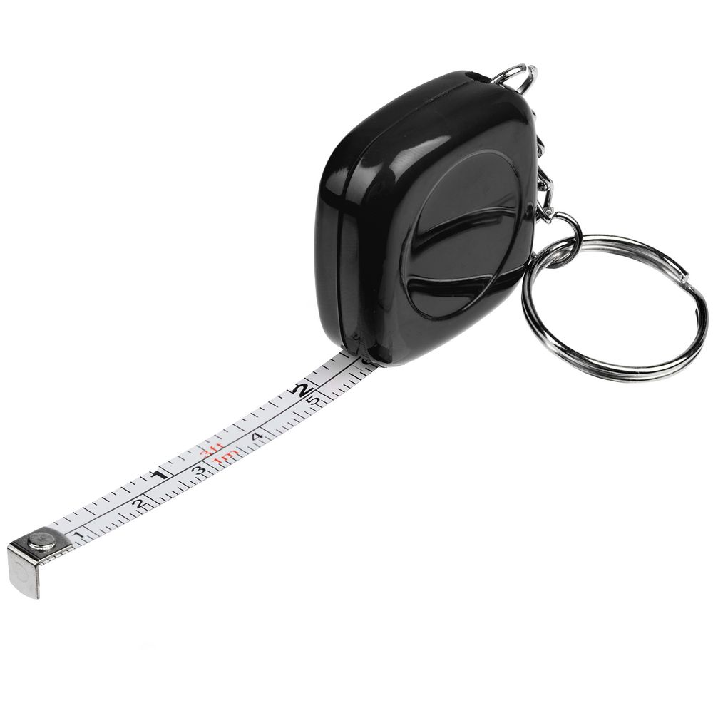 Брелок с рулеткой Metric, черный с логотипом