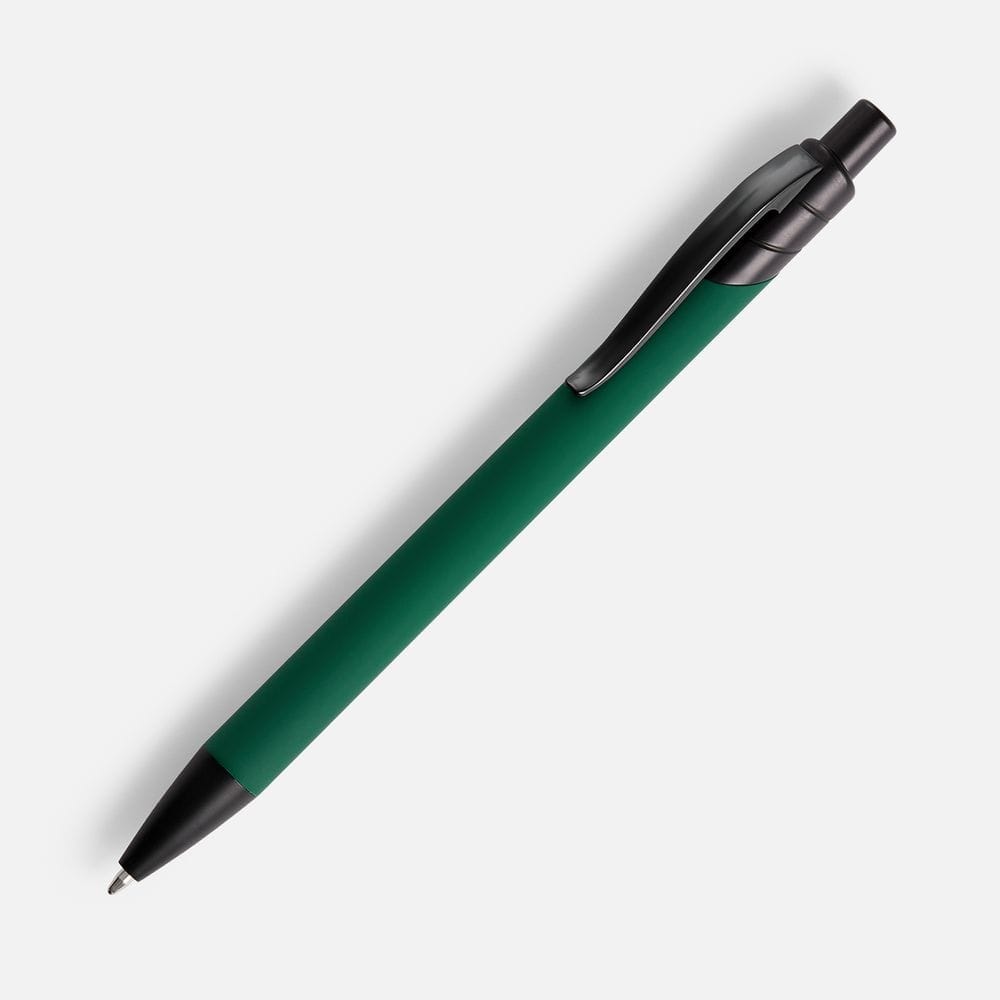 Ручка шариковая Undertone Black Soft Touch, зеленая с логотипом