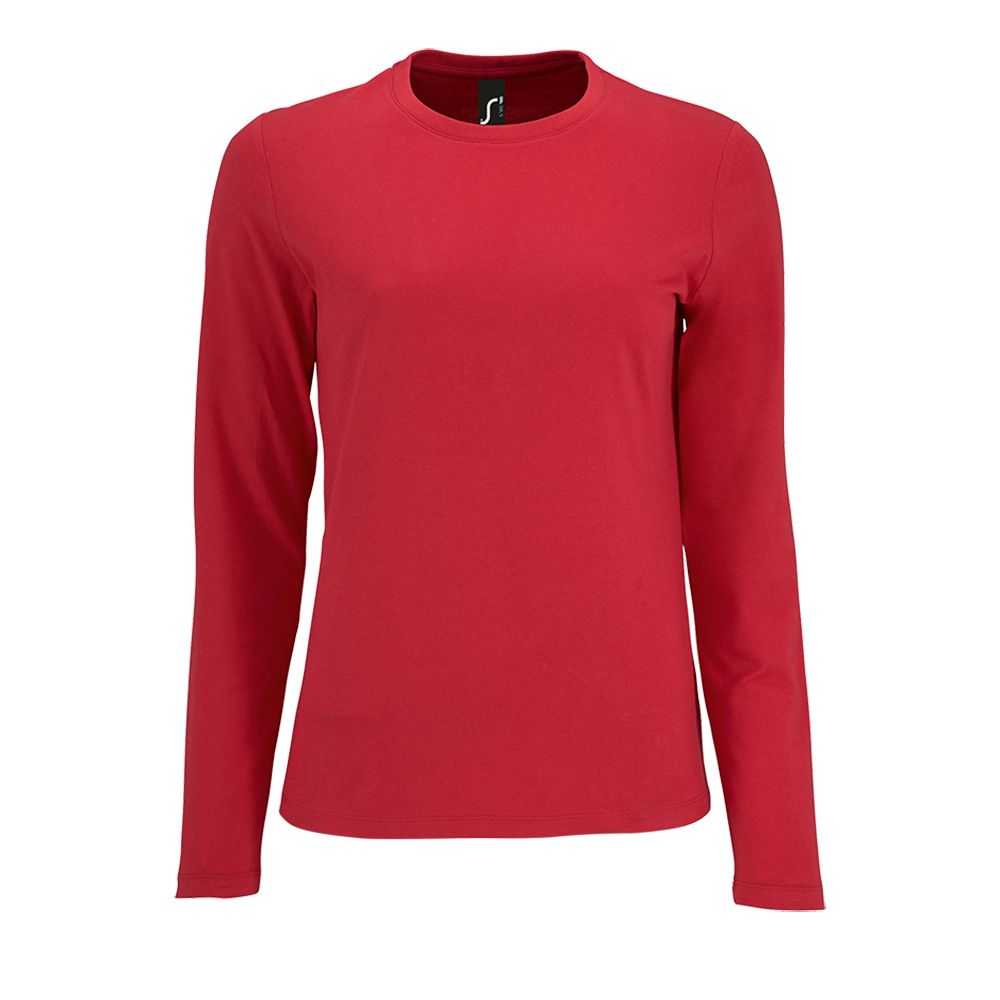 Футболка с длинным рукавом Imperial LSL Women, красная с логотипом