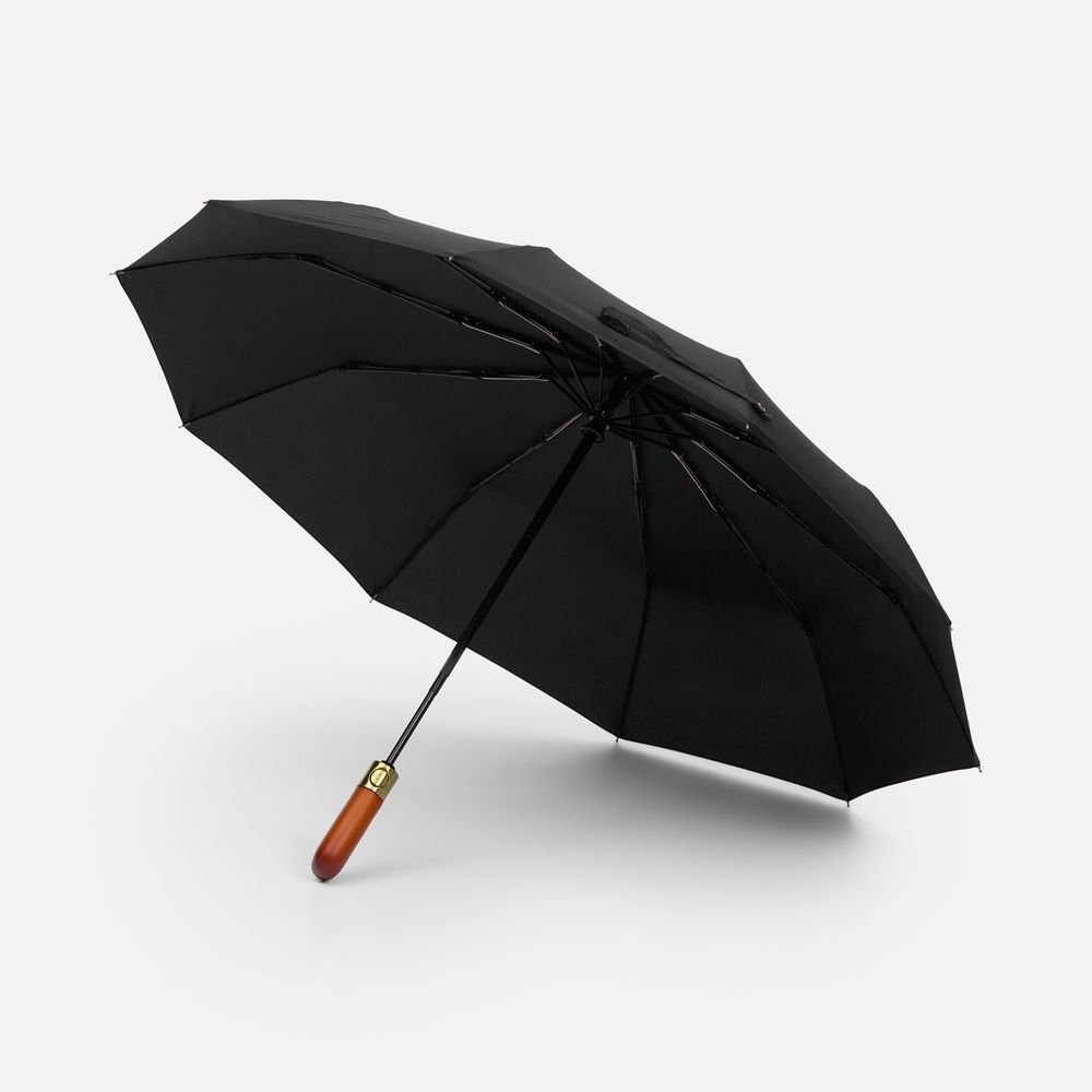 Зонт складной Cloudburst в подарочной упаковке, черный с логотипом