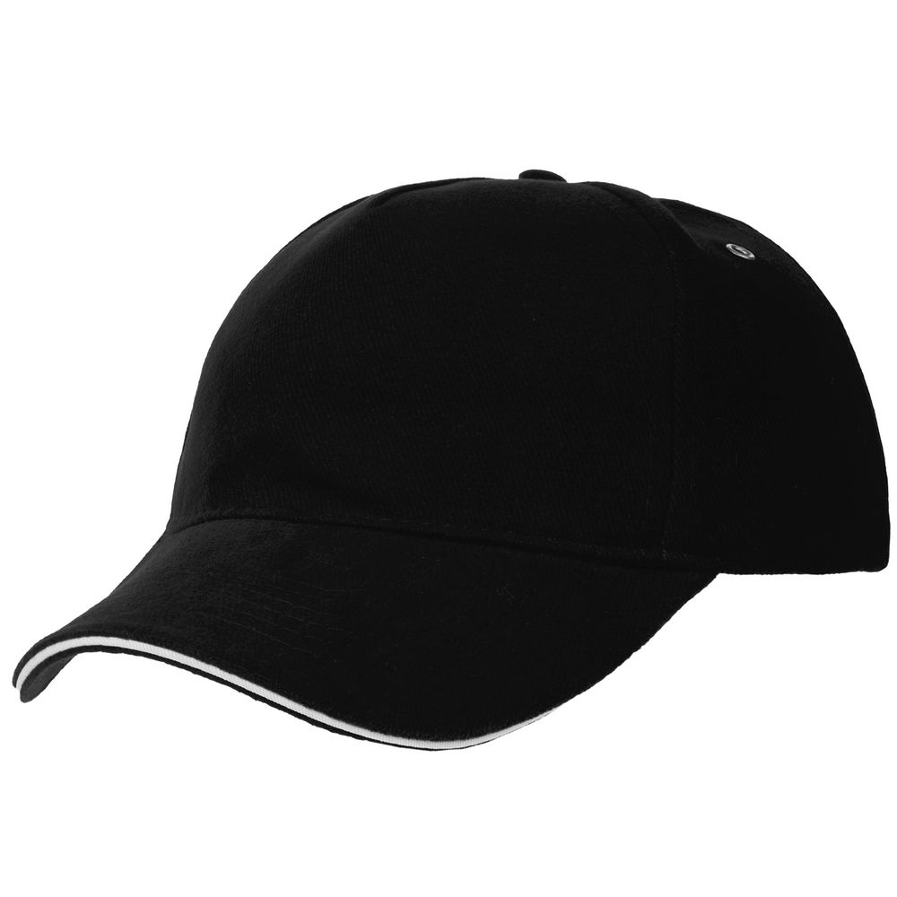 Бейсболка Classic, черная с белым кантом с логотипом