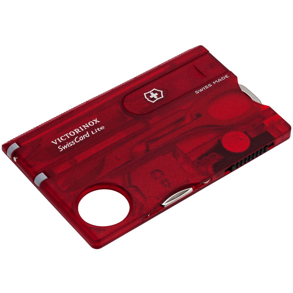 Набор инструментов SwissCard Lite, красный с логотипом