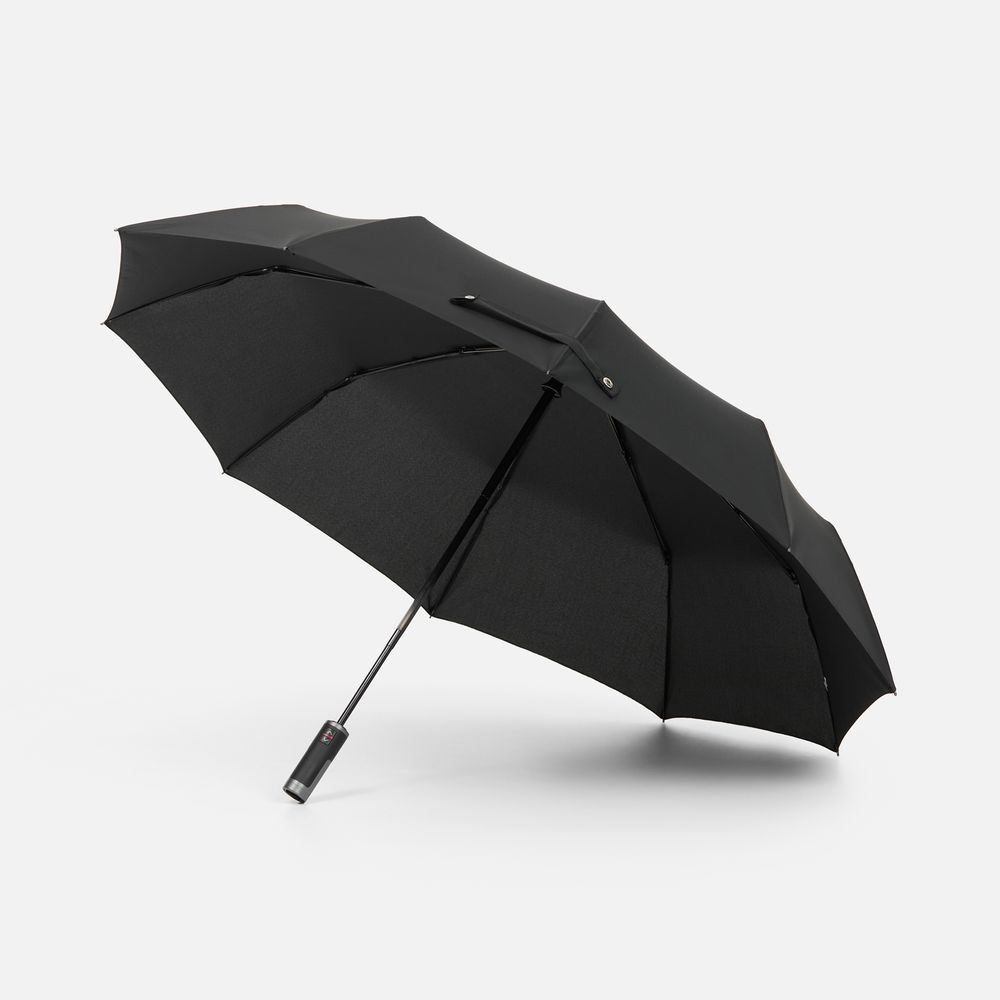 Зонт складной Regenfall, черный с логотипом