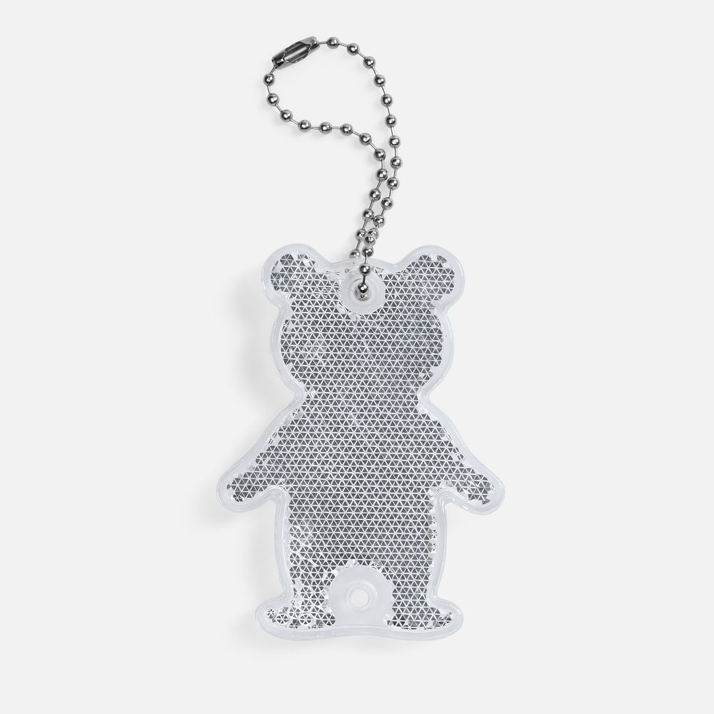 Пешеходный светоотражатель с цепочкой «Мишка», белый с логотипом