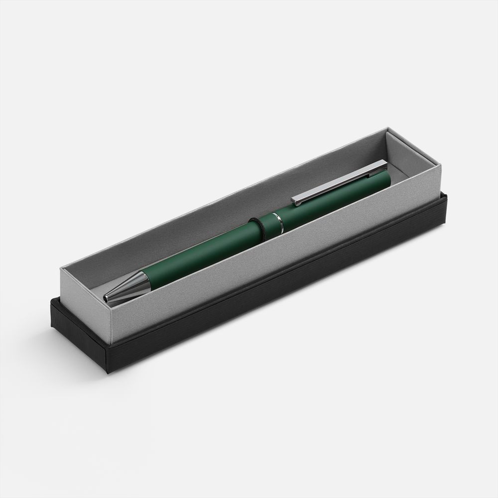 Ручка шариковая Blade Soft Touch в футляре, зеленая с логотипом