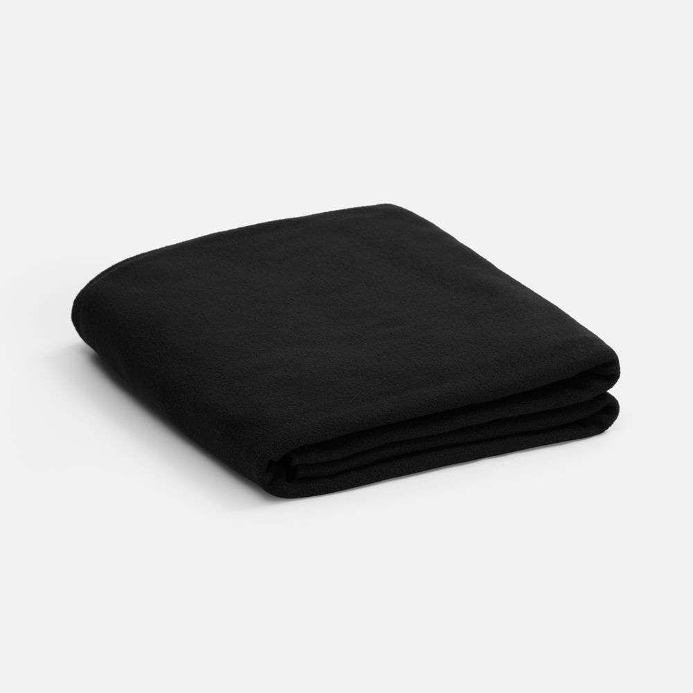 Флисовый плед Warm&Peace XL, черный с логотипом