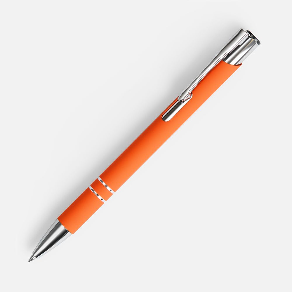 Ручка шариковая Keskus Soft Touch, оранжевая с логотипом