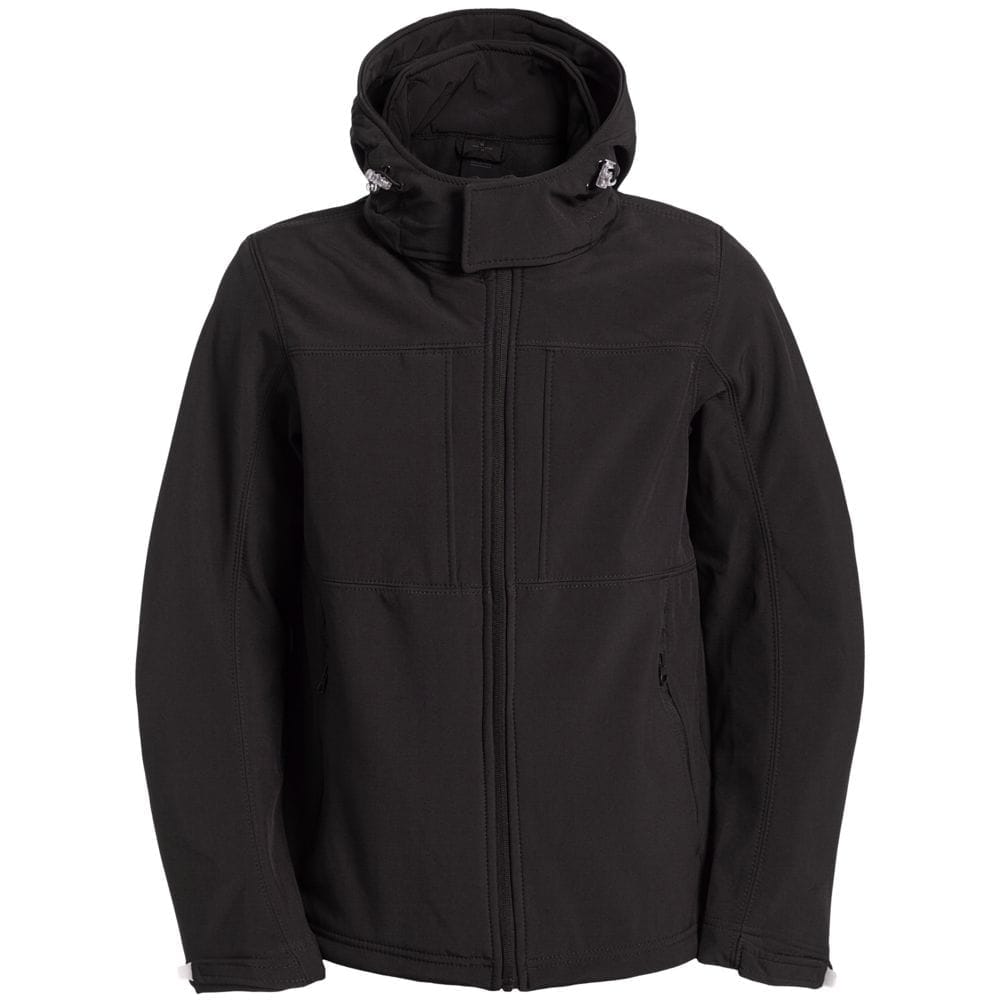 Куртка мужская Hooded Softshell черная с логотипом