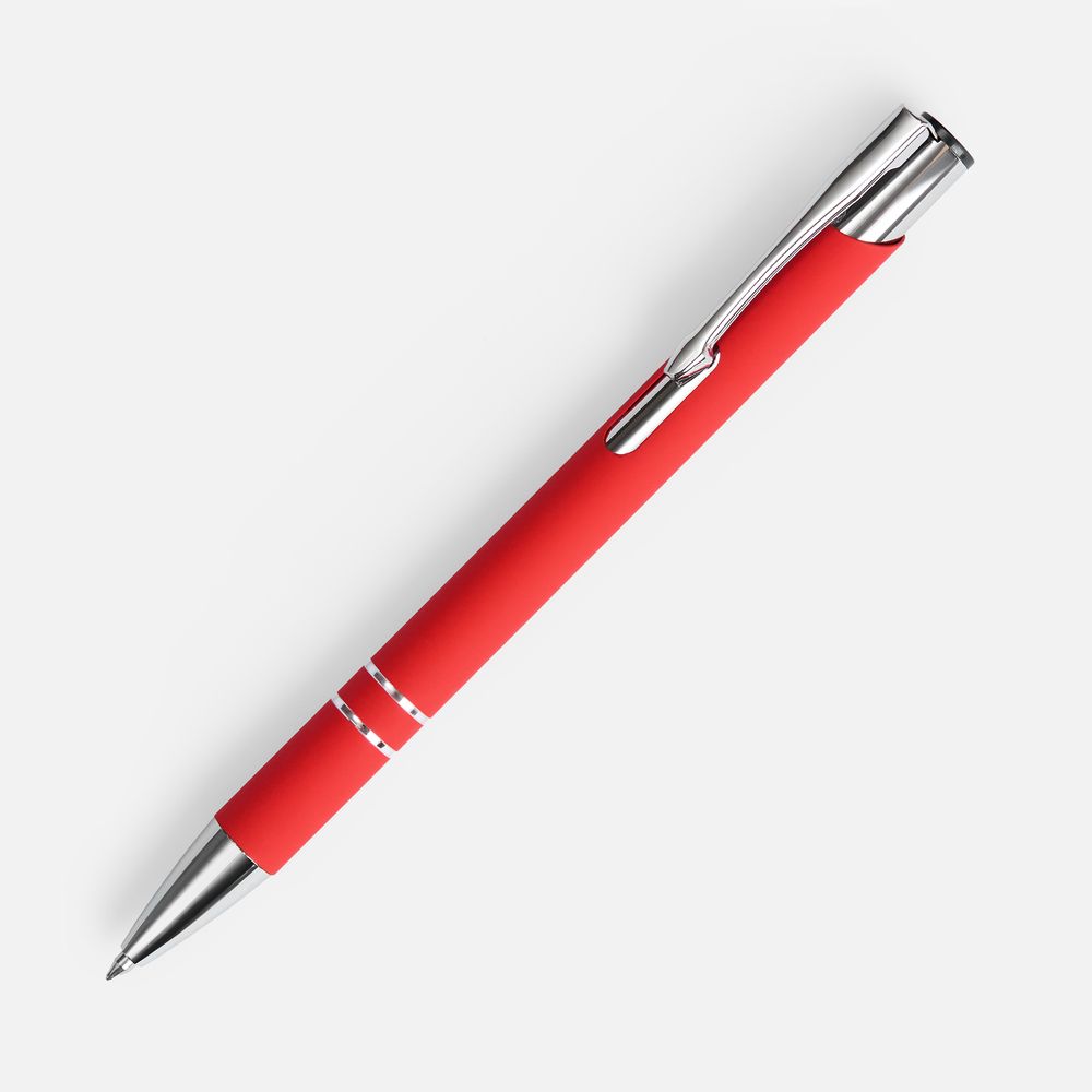 Ручка шариковая Keskus Soft Touch, красная с логотипом